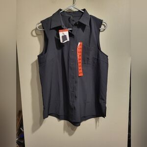 NEW-GAIAM Women's Black Sleeveless Polo Shirt, Size Medium